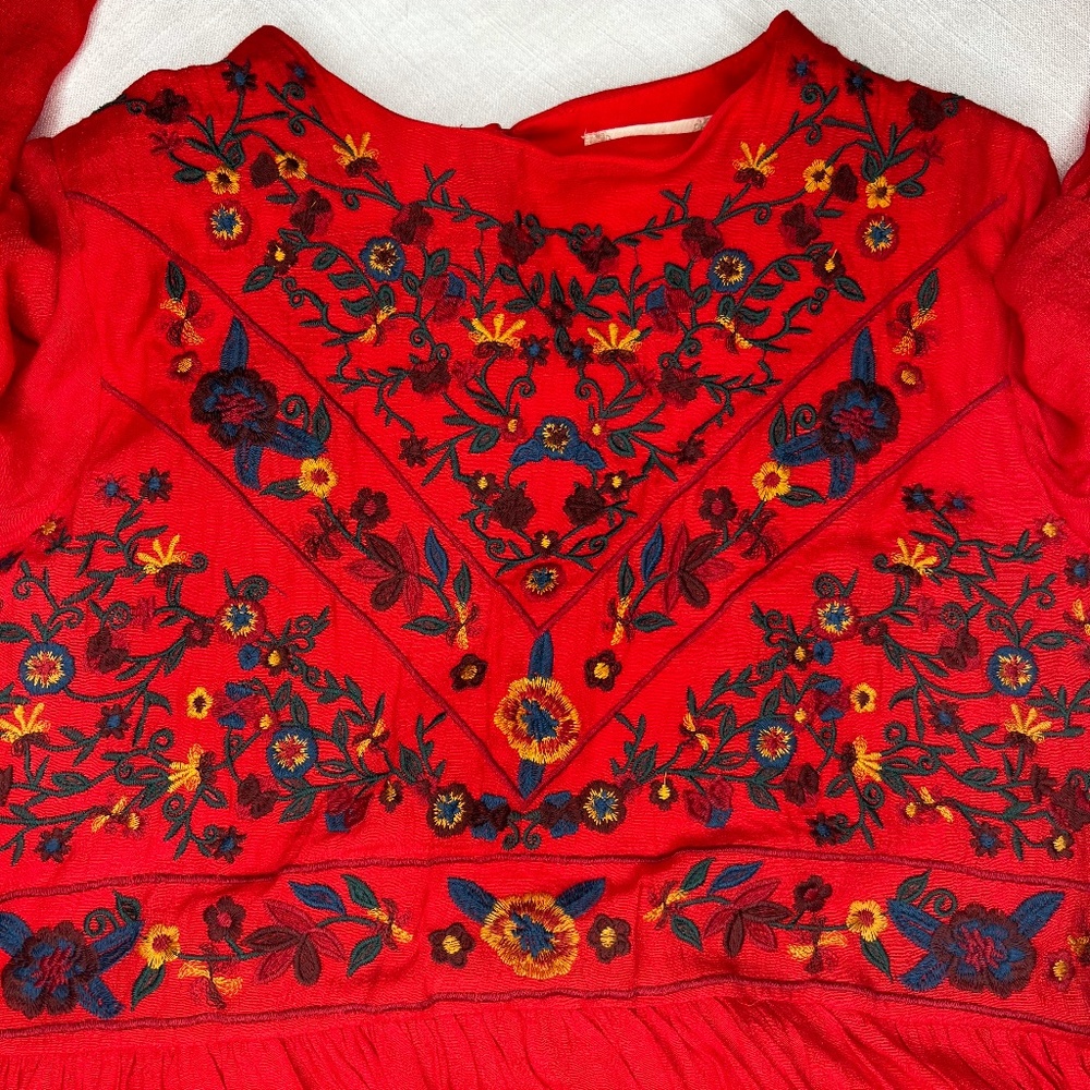 Altar'd State Red Embroidered Short Dress XS